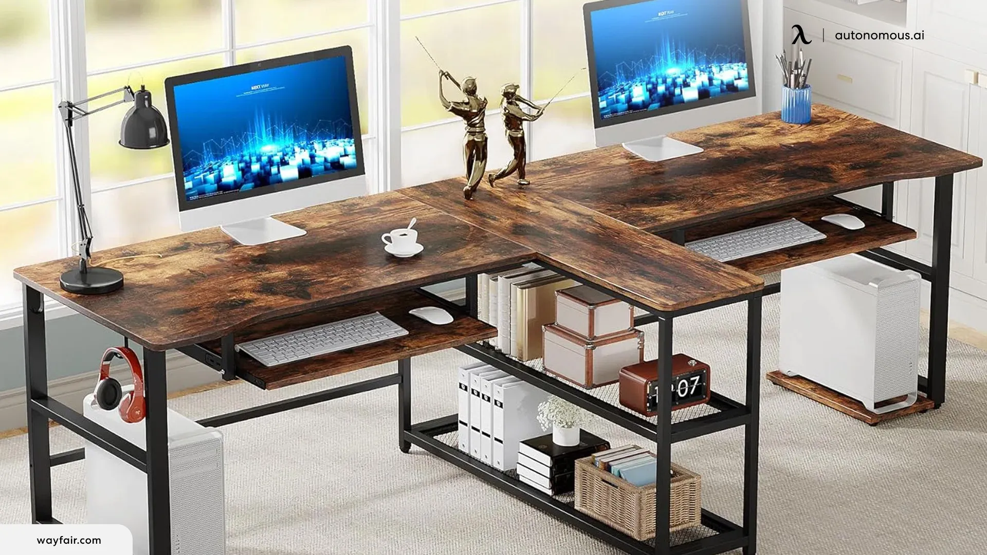 T-Shaped Desk - double home office desk