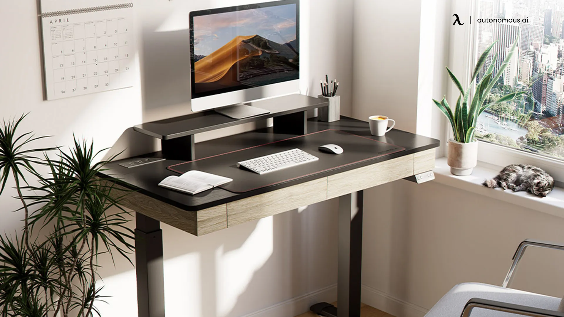 Standing Desks - double office desk with drawers