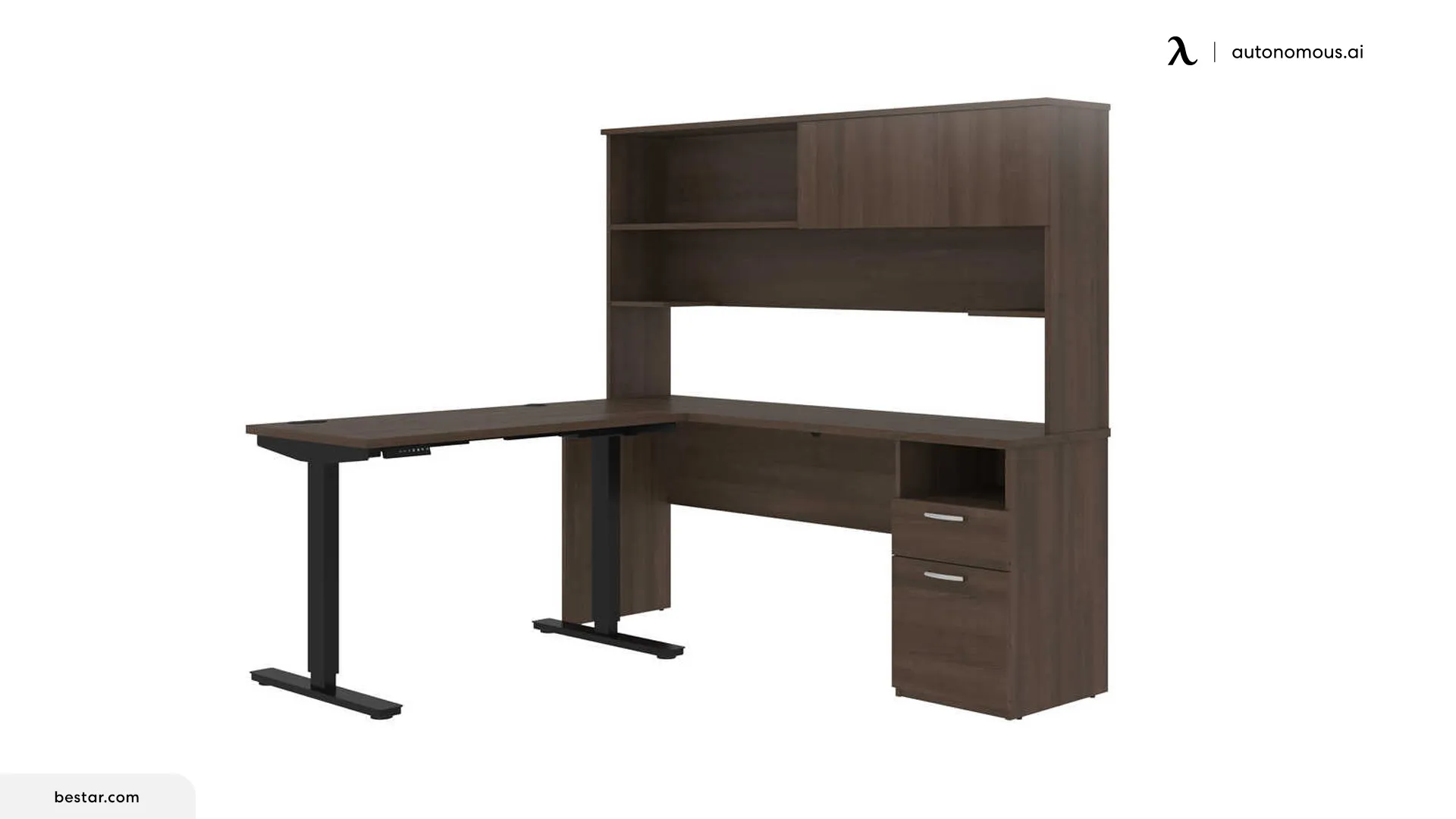 BESTAR Standing Desk and 1 Credenza with Hutch