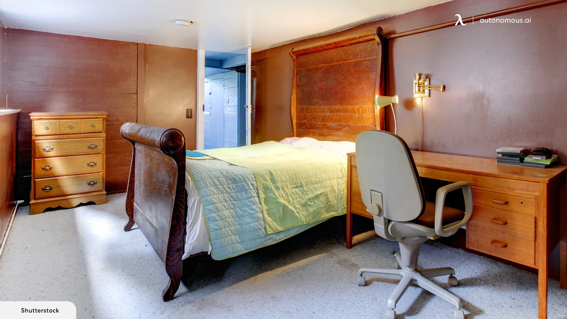 Sepia-toned Decor Bedroom Office