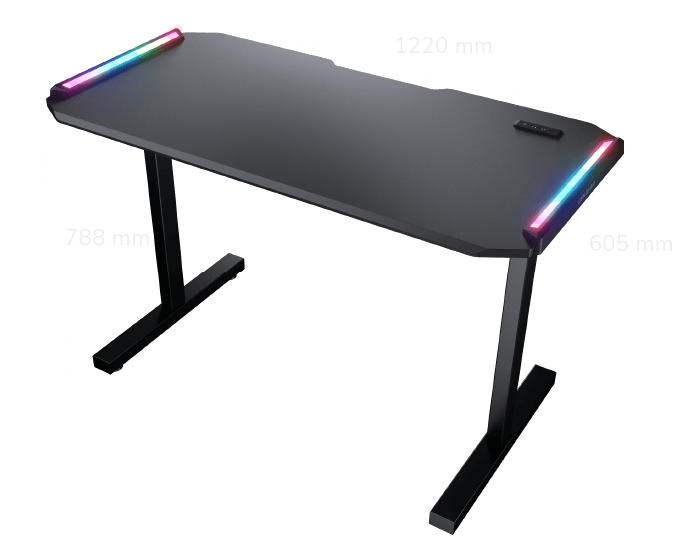 COUGAR Deimus 120: Compact size gaming desk with USB ports & dual-sided RGB lighting