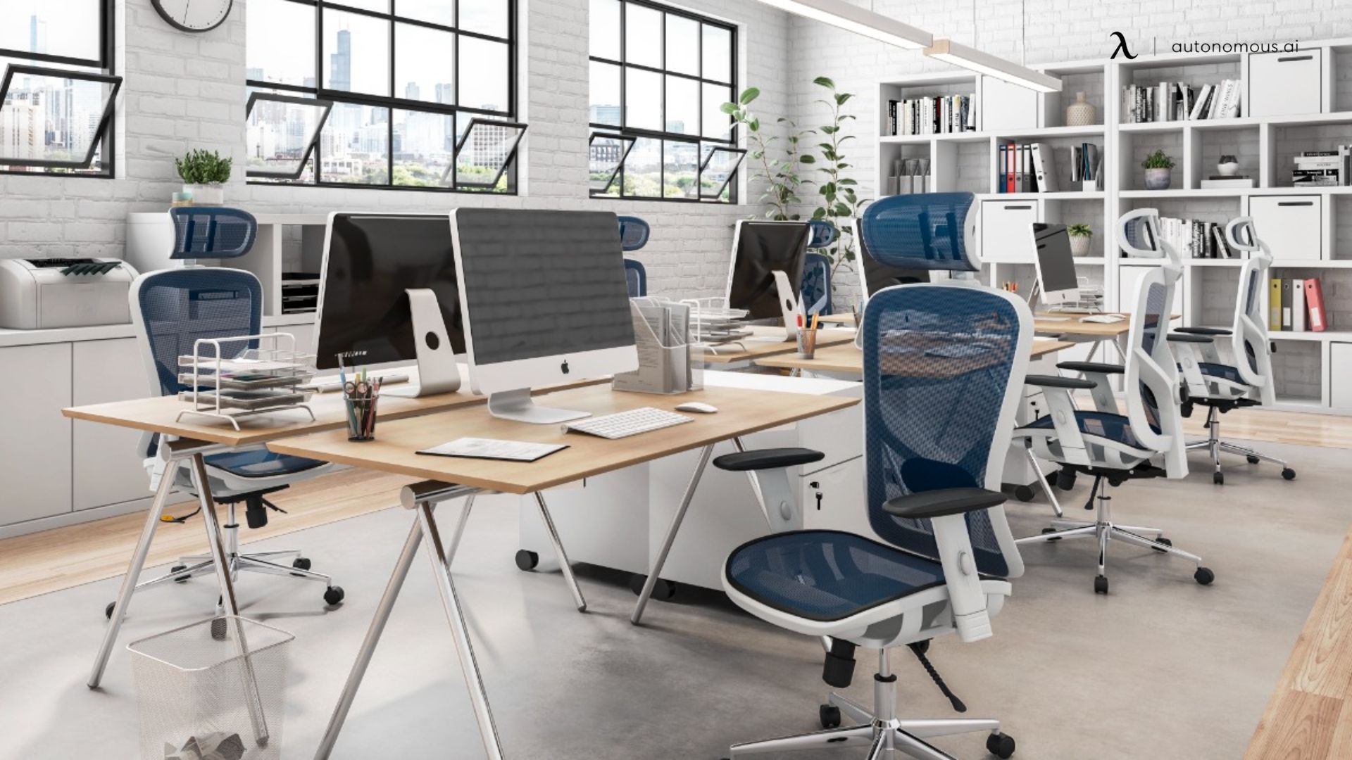 Techni Mobili Mesh Office Chair - blue mesh office chair