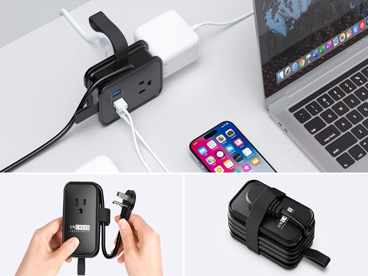 Uncaged Ergonomics Portable Travel Power Strip: 6 Outlets