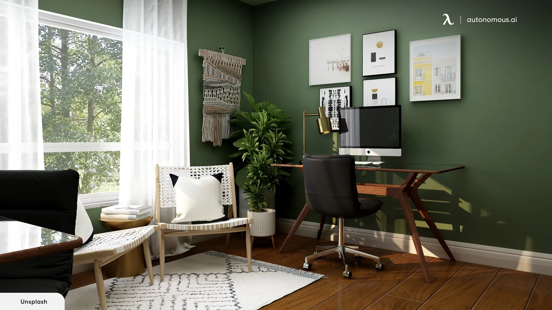 Earthy Green - home office paint colors