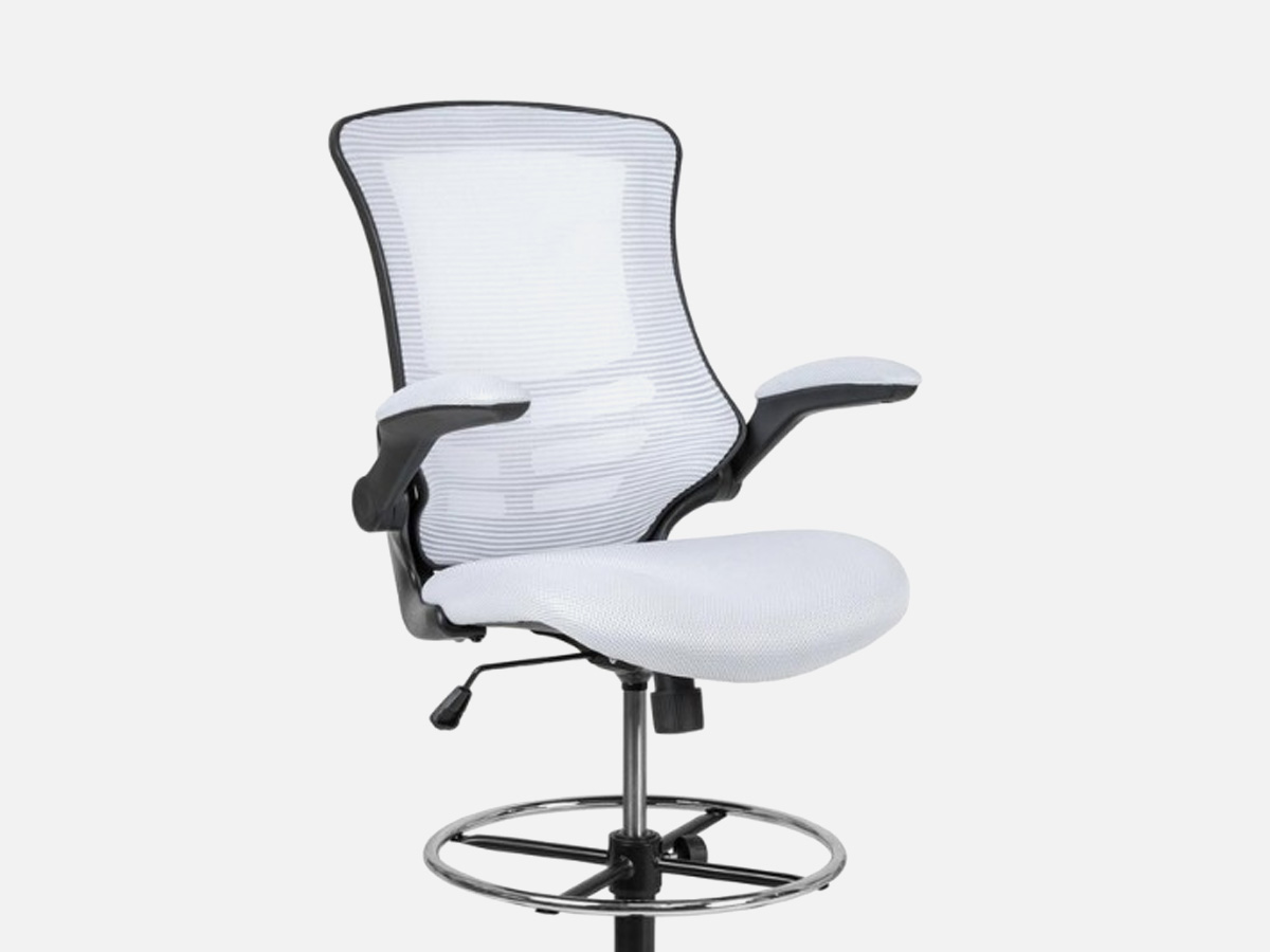 Skyline Decor Drafting Chair: Foot Ring and Flip-Up Arms