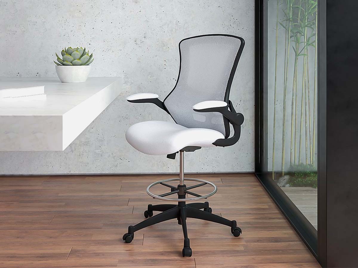 Skyline Decor Drafting Chair: Foot Ring and Flip-Up Arms