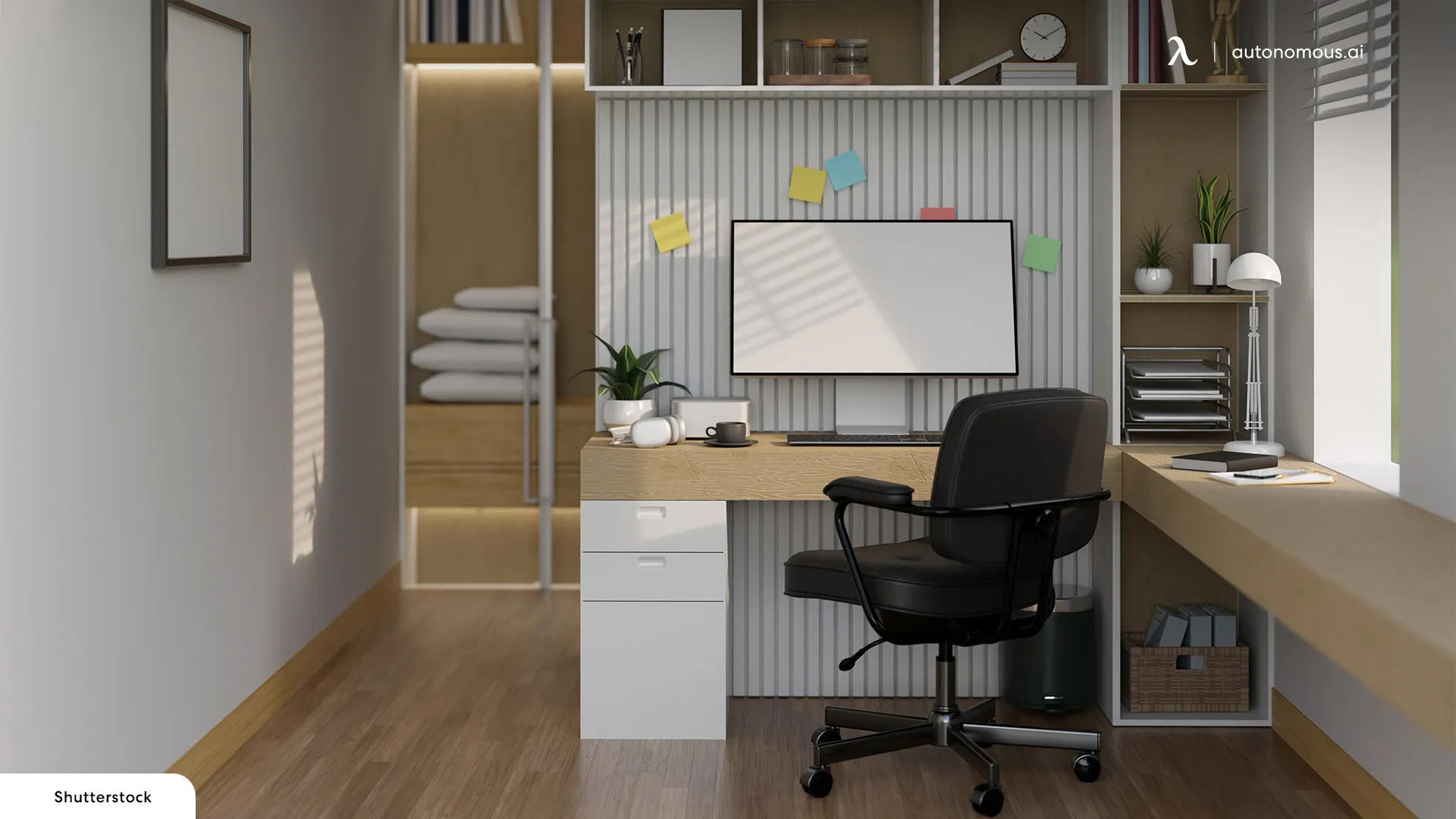 Built-in Wall Desk with Shelves - built in desk ideas