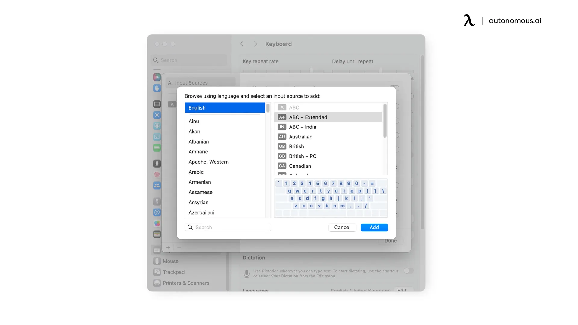 Step 4: Add a New Language to change MacBook keyboard language
