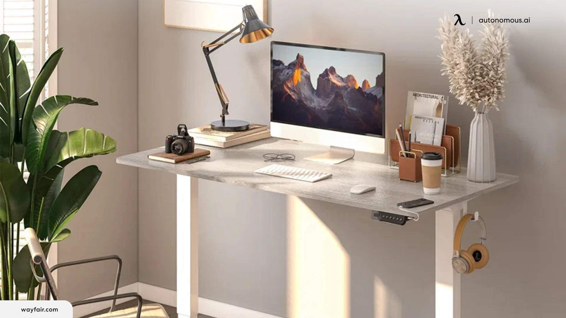Height-Adjustable Desk with outlets and USB