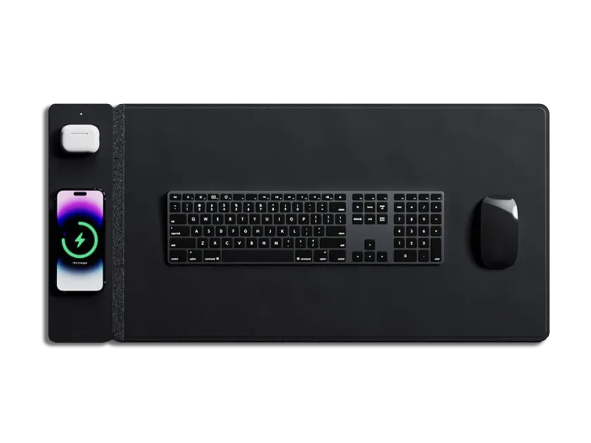 burotic Wireless Charging Desk Pad: Reversible Felt & Vegan Leather