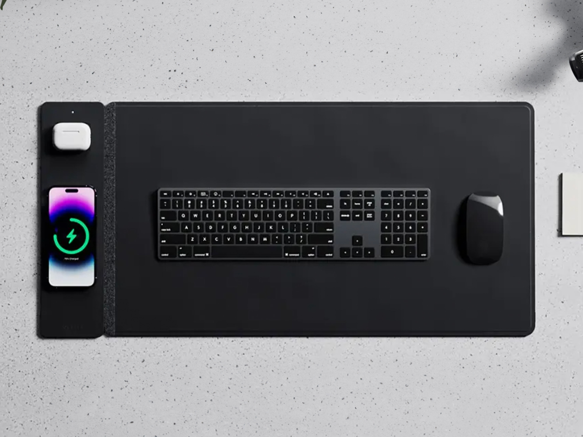 burotic Wireless Charging Desk Pad: Reversible Felt & Vegan Leather