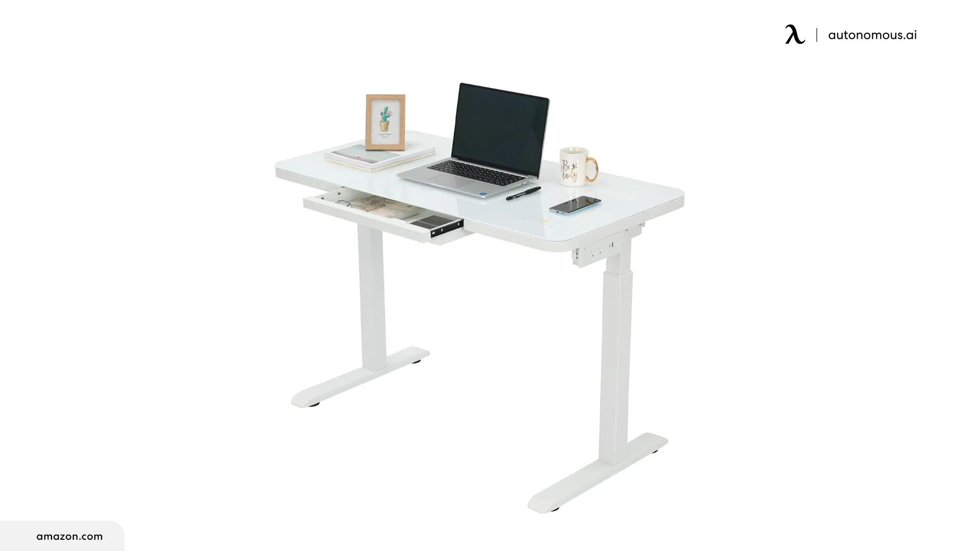 Glass Standing Desk with Wireless Charging
