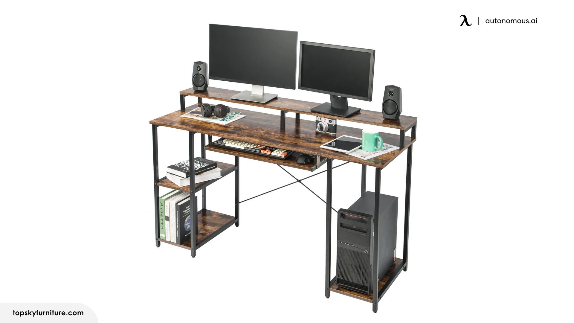 TOPSKY Computer Desk with Storage Shelves