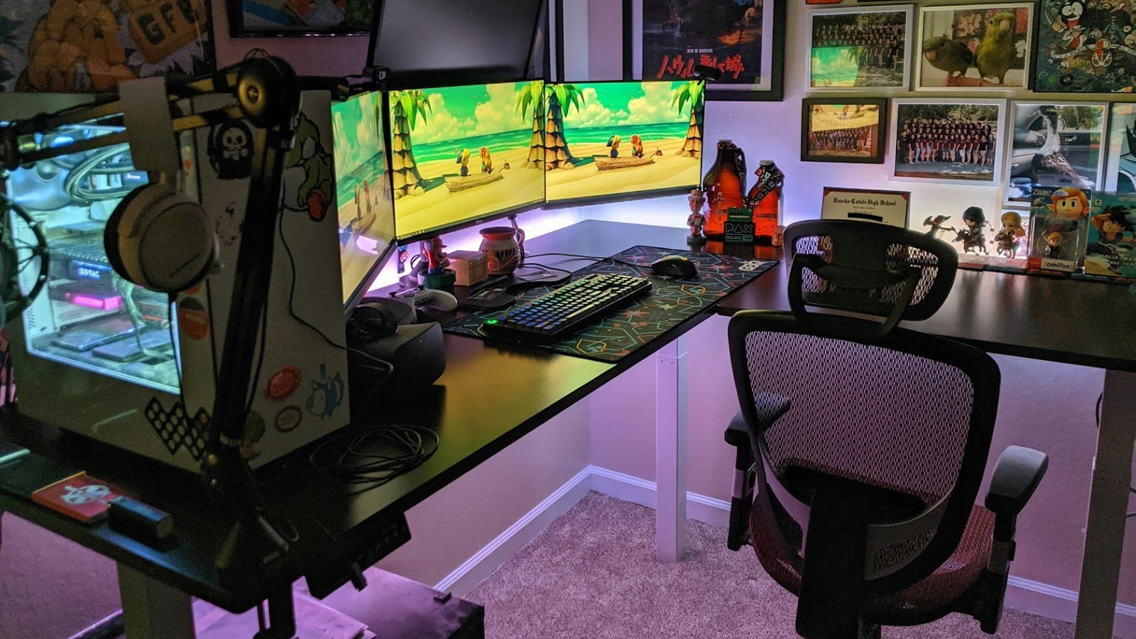 This desk is fantastic! Easy cable management options, sturdy, looks great, and has a ton of room. I can fit all of my monitors, my PC, some trinkets