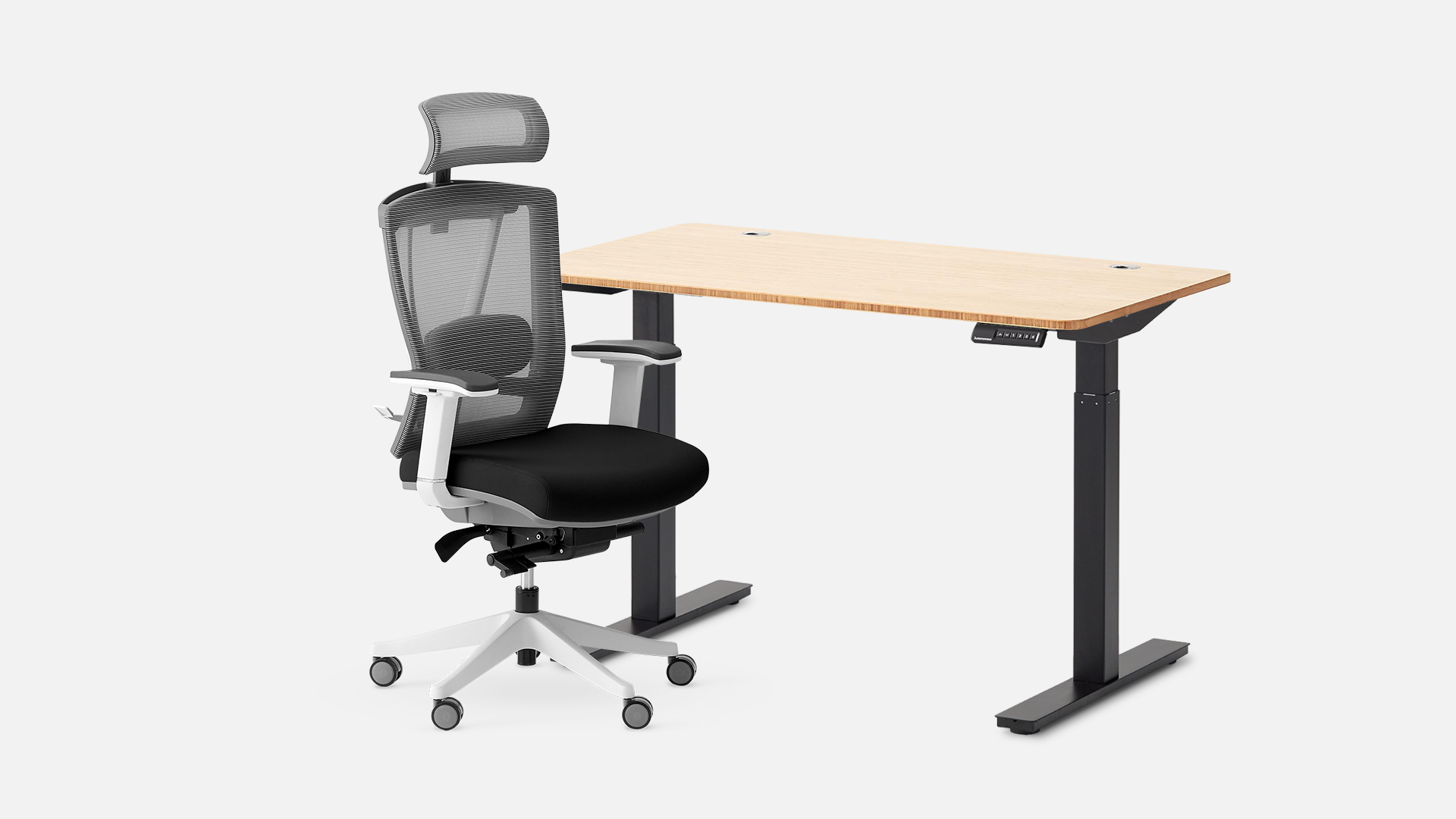 Autonomous Desk 2 and ErgoChair Pro Black & White - Black - Bamboo