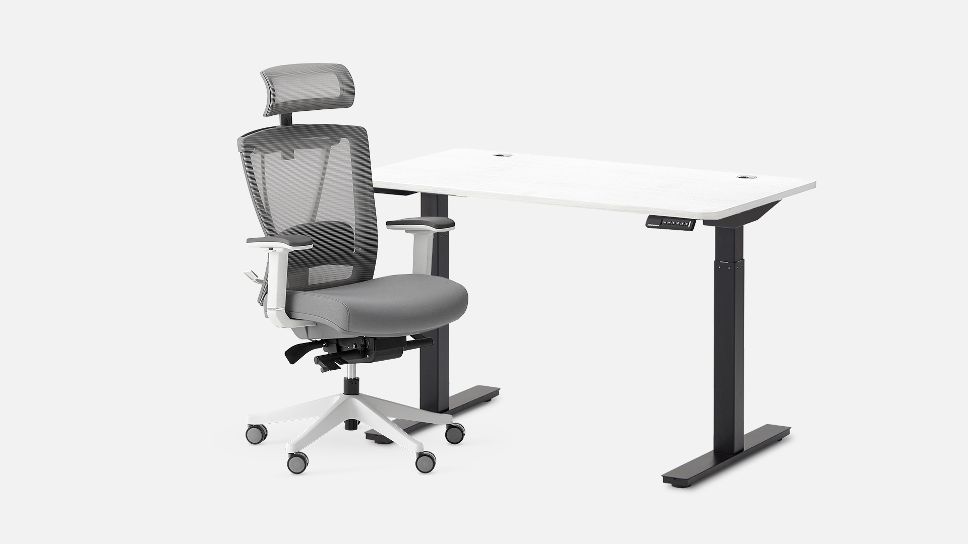 Autonomous Desk 2 and ErgoChair Pro Cool Gray - Black - White Oak