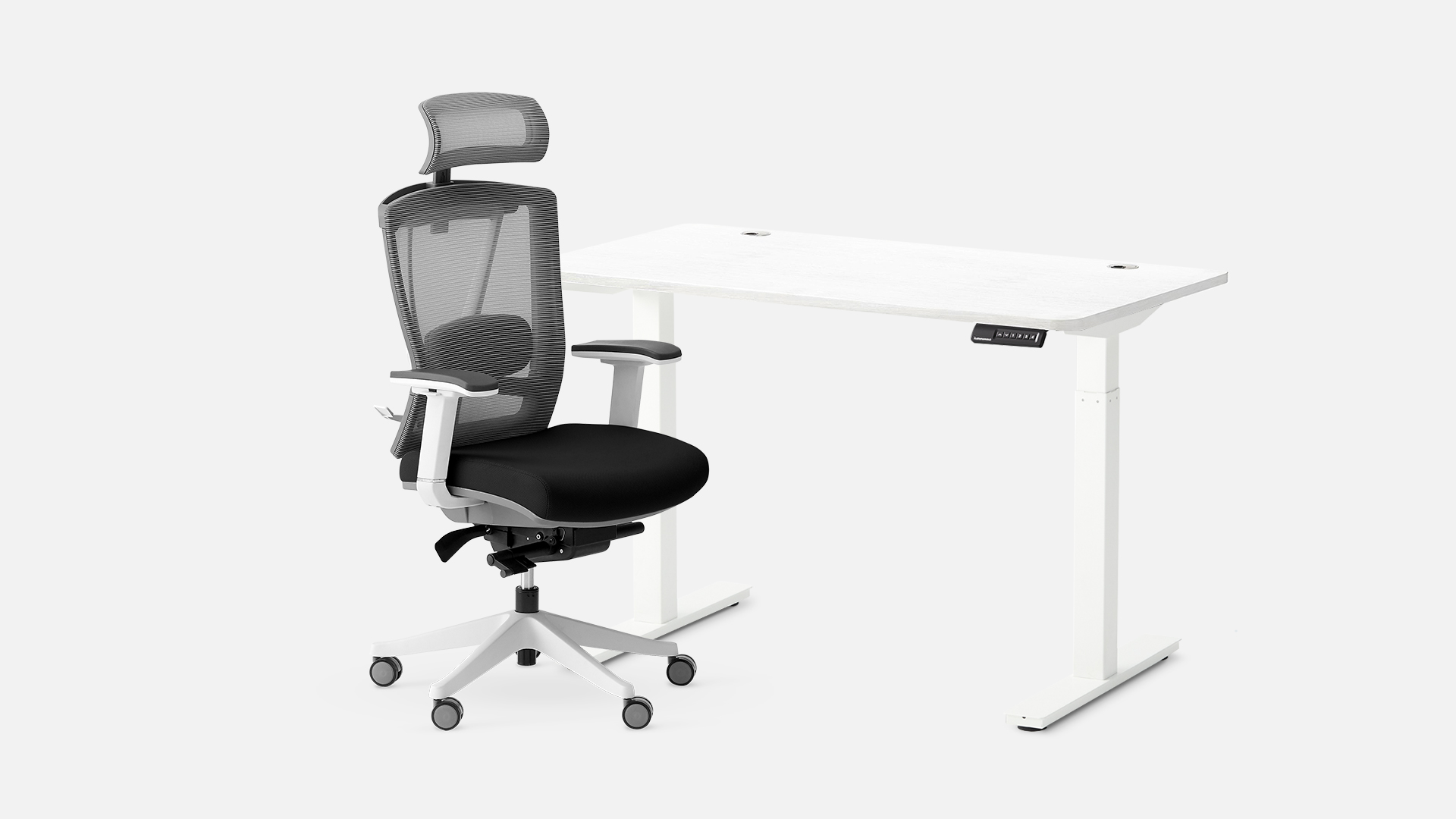 Autonomous Desk 2 and ErgoChair Pro Black & White - White - White Oak