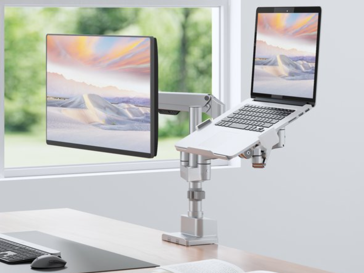 Amer Mounts HYDRA2GPT Articulating Monitor Arm and Notebook Mount Arm with Hydralift