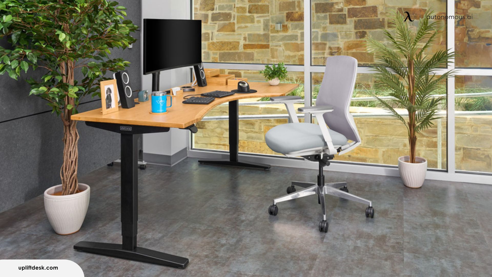 Uplift Curved L-shaped Stand-up Desk