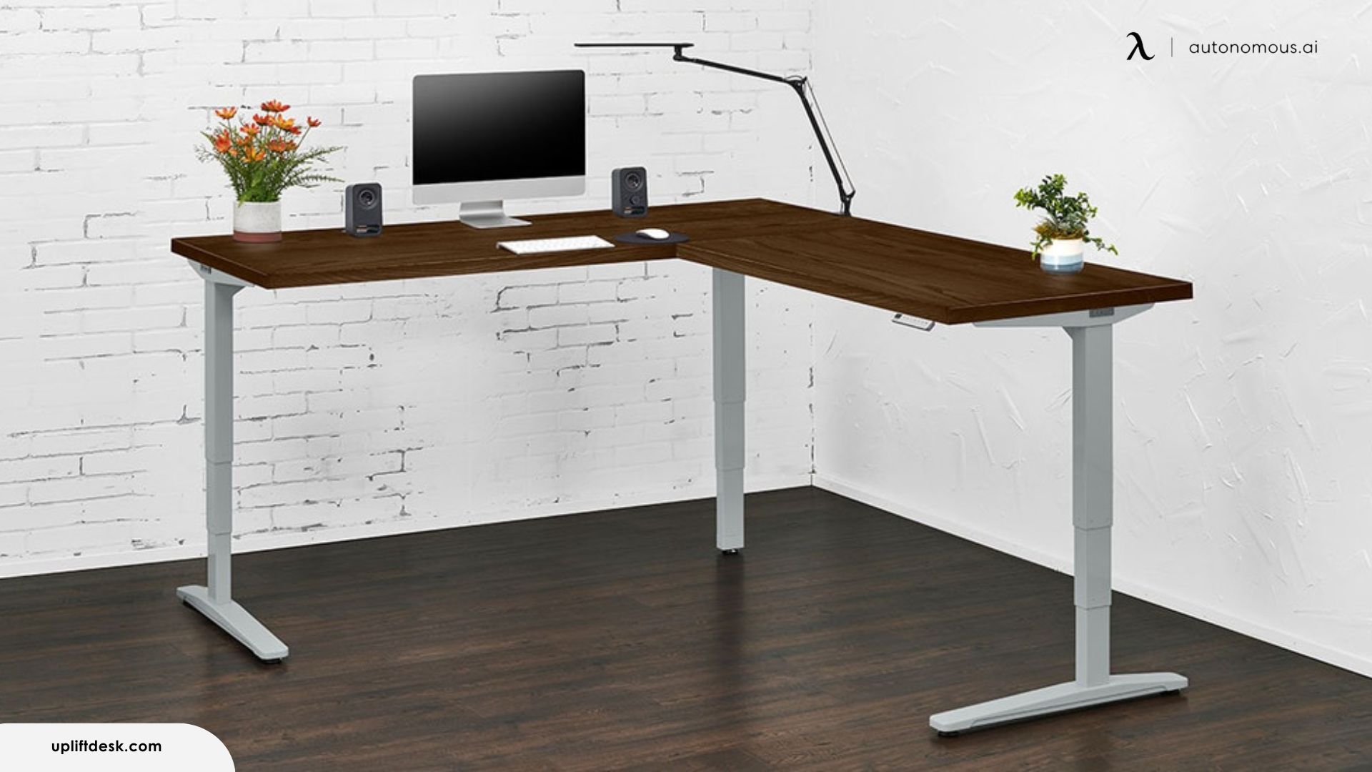 Custom Solid Wood L-Shaped Desk by Uplift