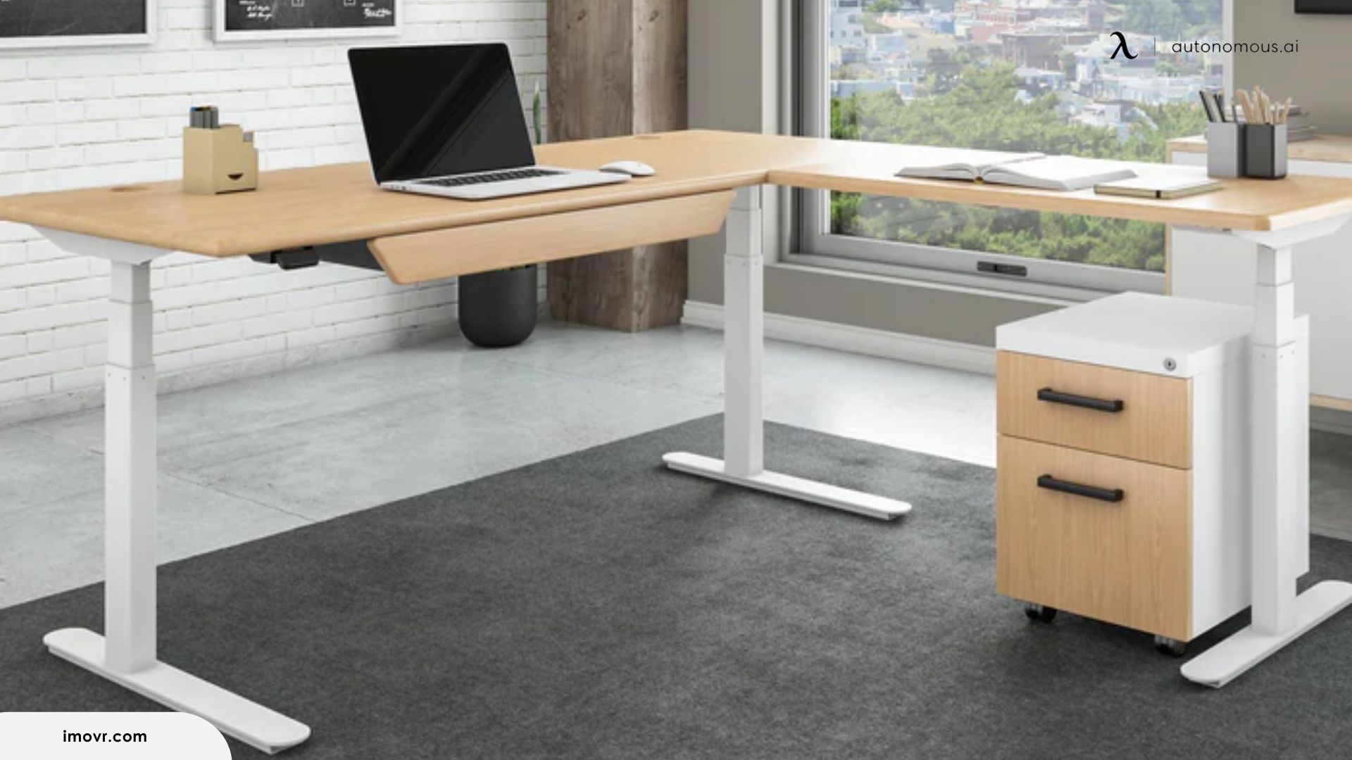 Lander L-shaped Workstation by iMovr