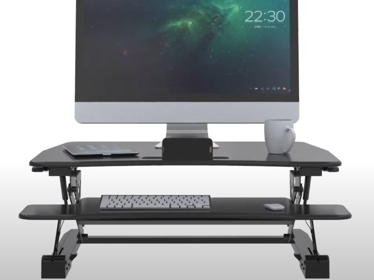 Amer Mounts EZRISERPRO Extra Depth Desk Top Sit/Stand Riser and Keyboard Tray