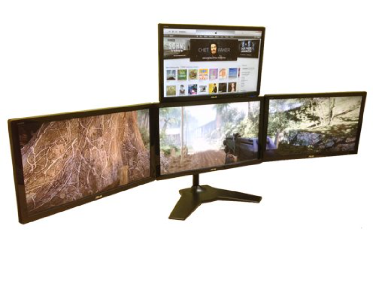 Amer Mounts AMR4S+ Quad Monitor Stand Mount (1 over 3) 