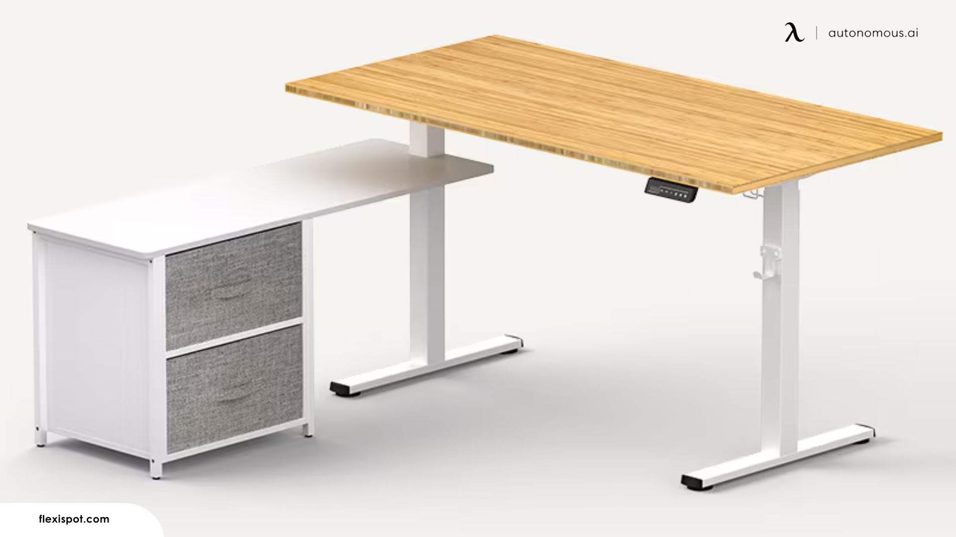 FL1 L-Shaped Standing Desk with Cabinet