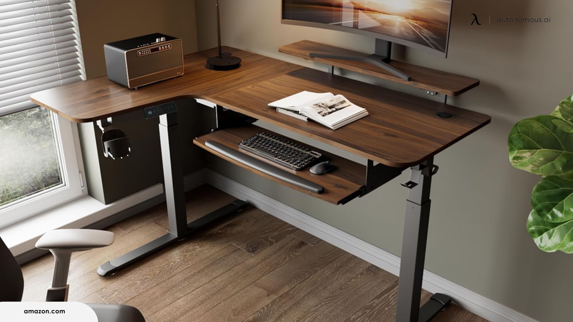 EUREKA ERGONOMIC L-shaped standing desk with storage