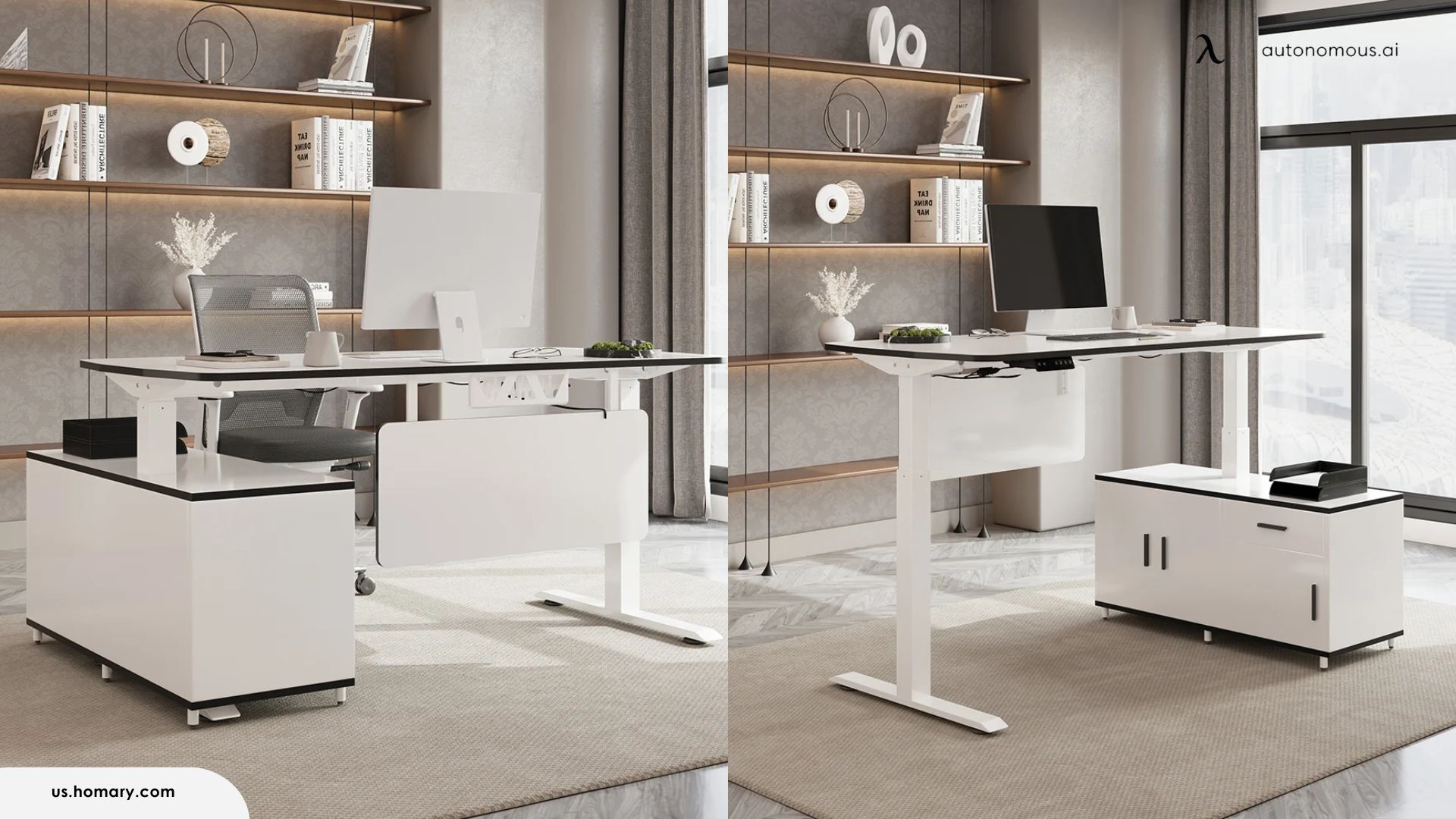 Homary Modern White L-Desk