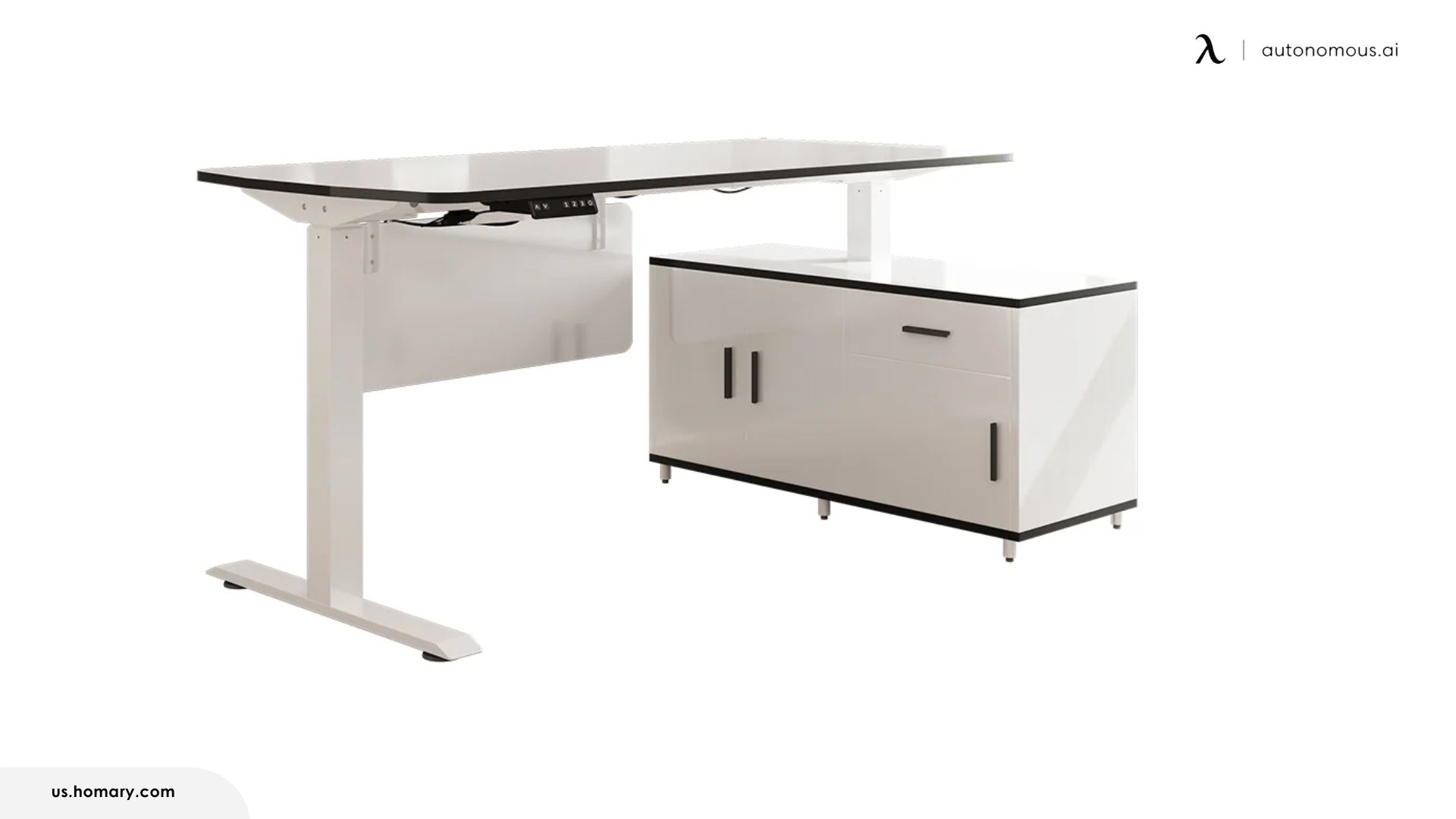 Modern White L-Desk Height Adjustable Electric Standing Desk