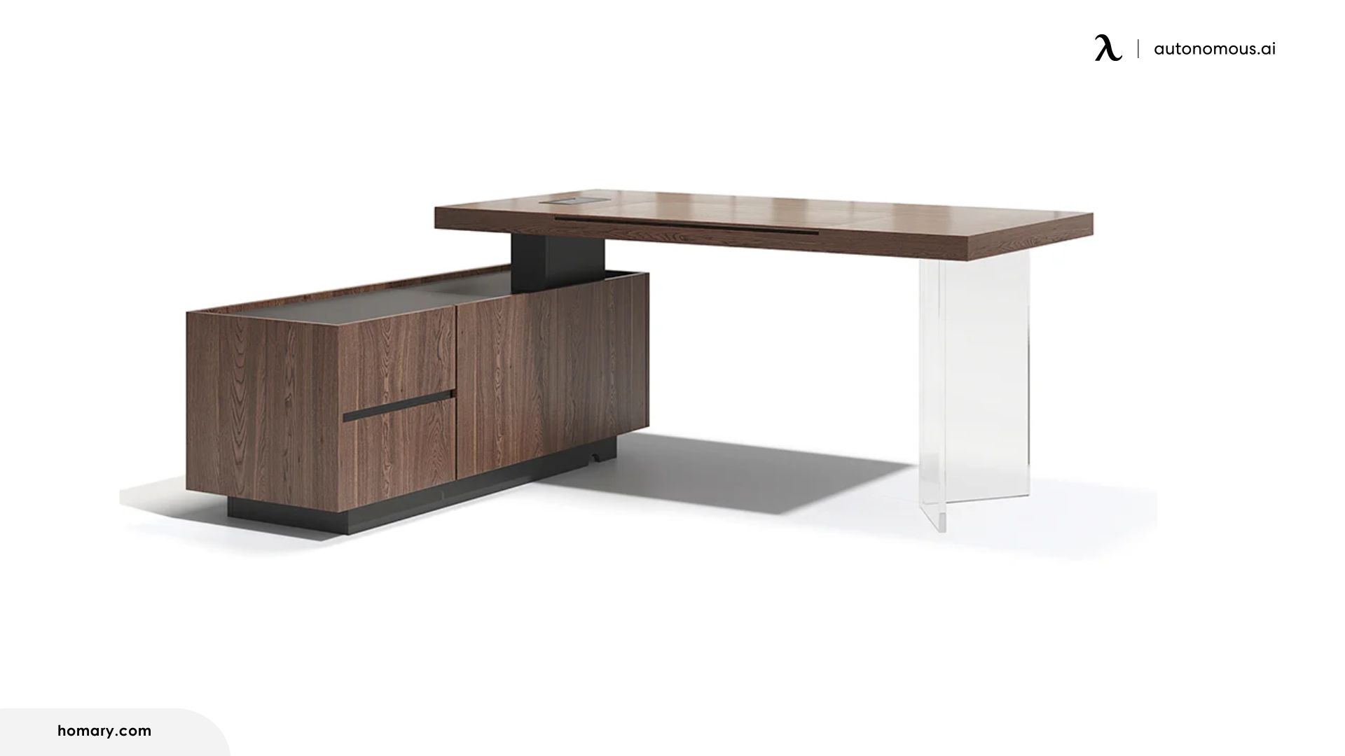 Homary Modern Walnut Standing L-Shape Desk