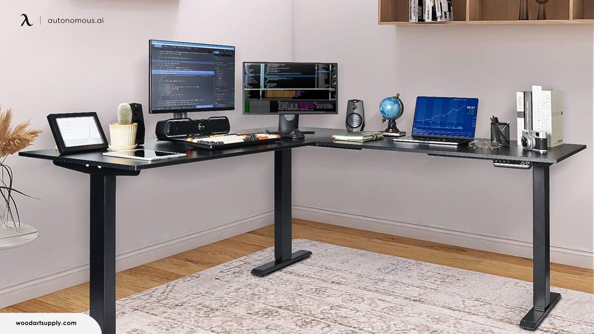 OUTFINE L Shaped Triple Motor Standing Desk