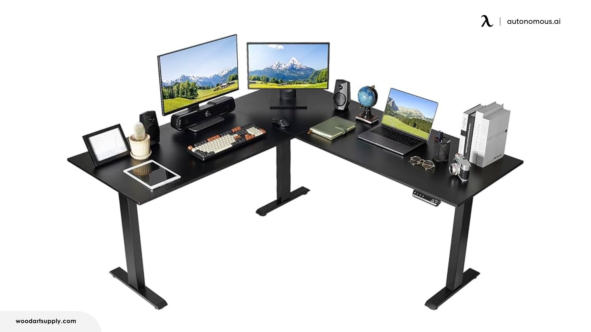 OUTFINE L Shaped Triple Motor Height Adjustable Standing Desk