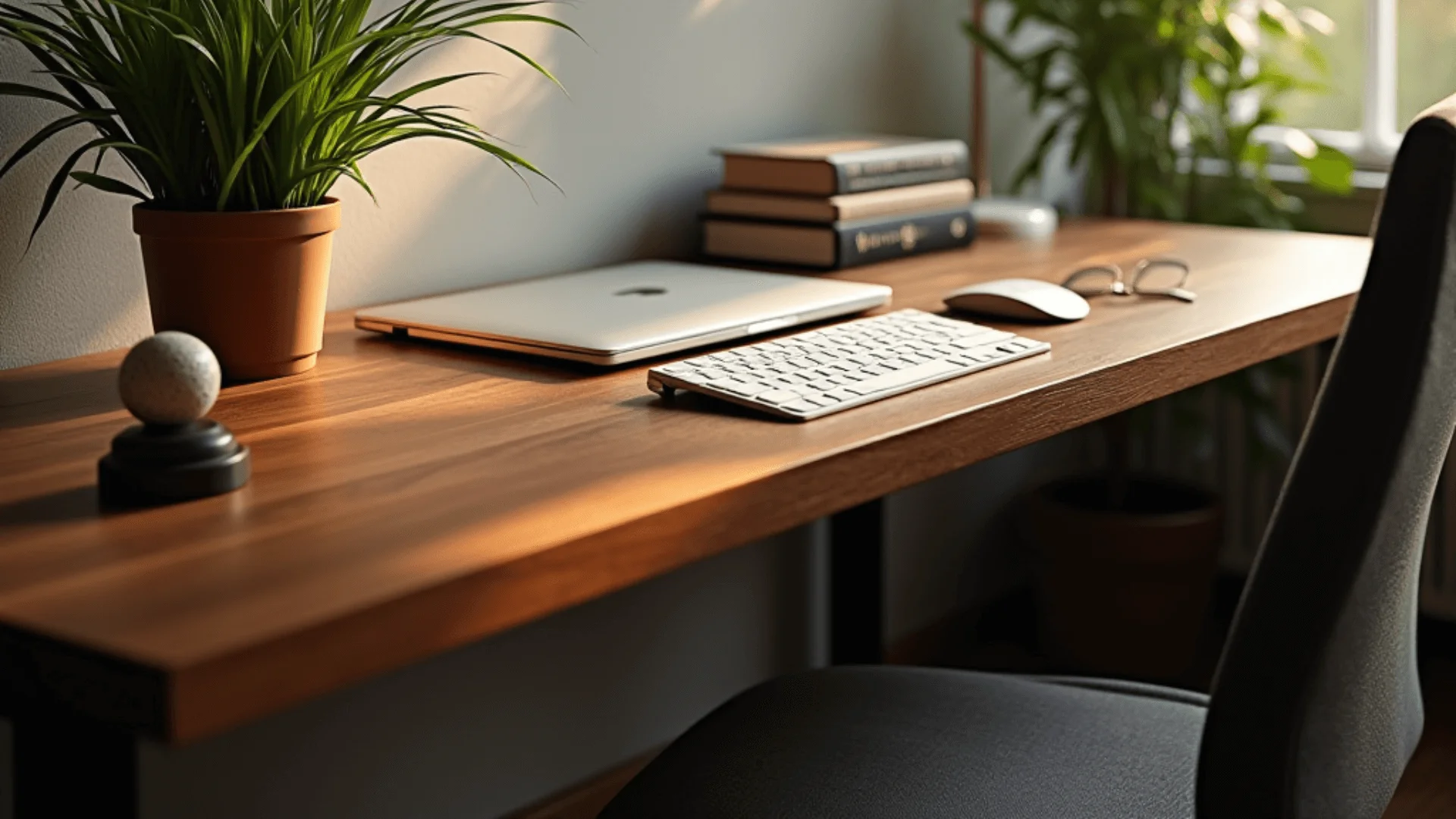 Walnut Desk with Natural Elements