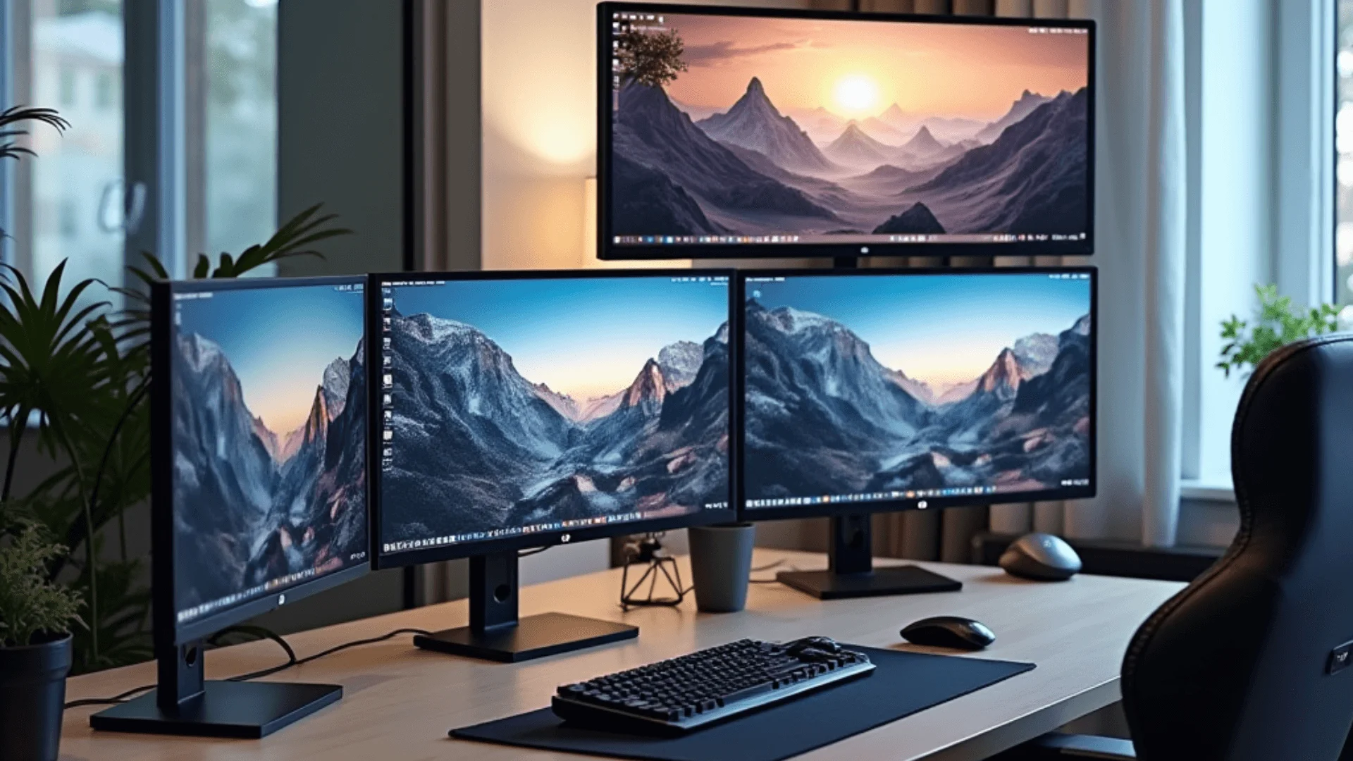 The L-shaped monitor layout offers a versatile and practical solution