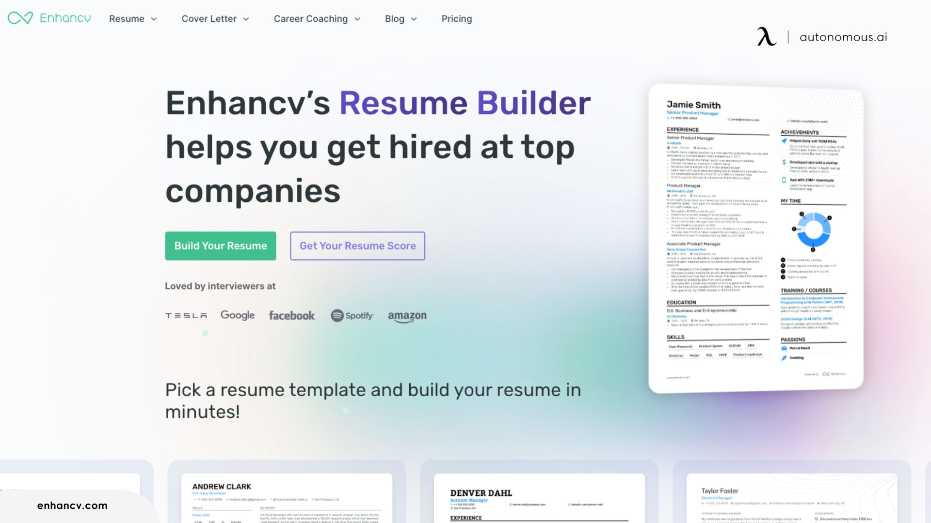 Enhancv: Best for Building a Resume with an AI Assistant