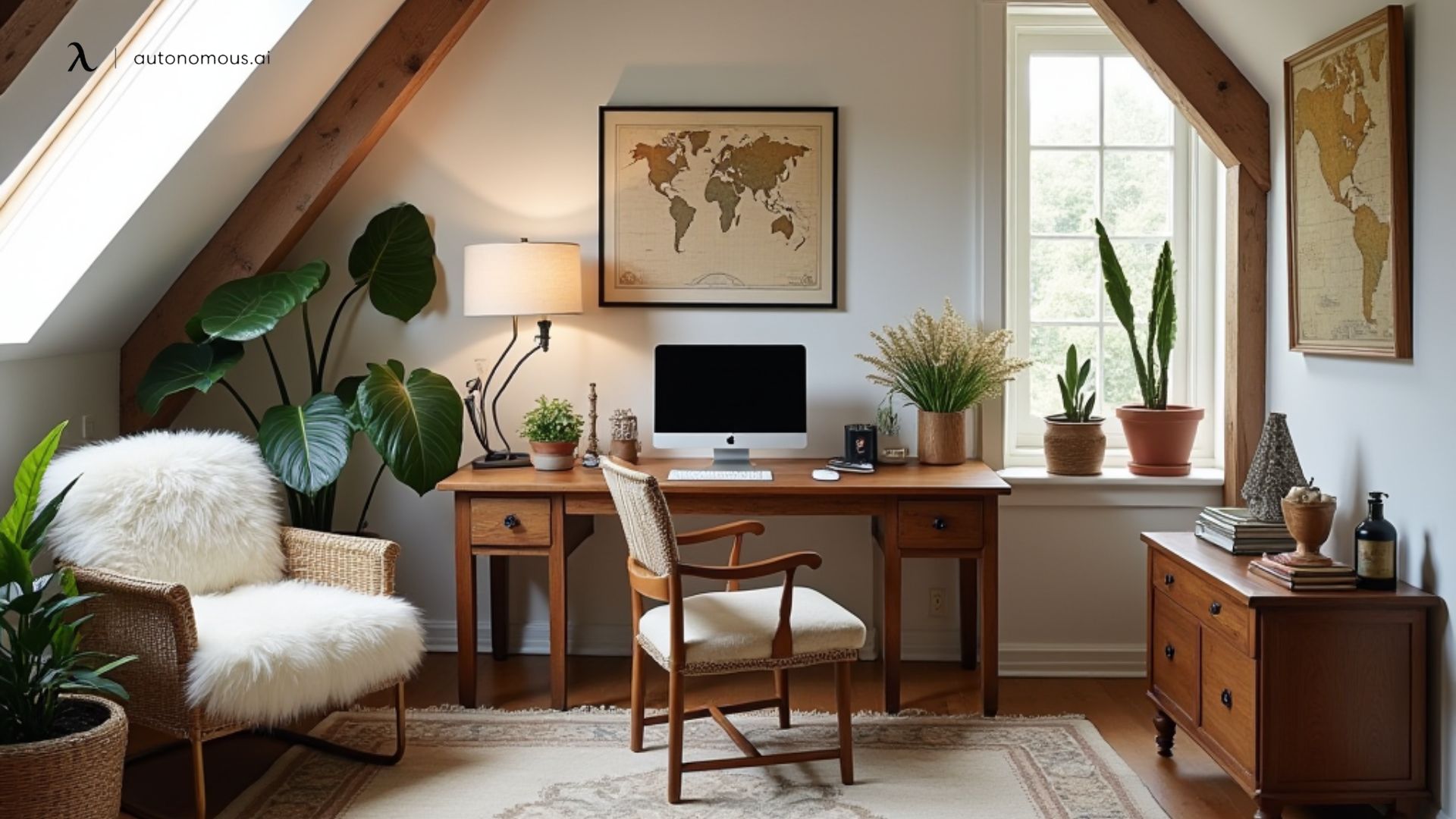 Cozy Loft Office with Exposed Beams