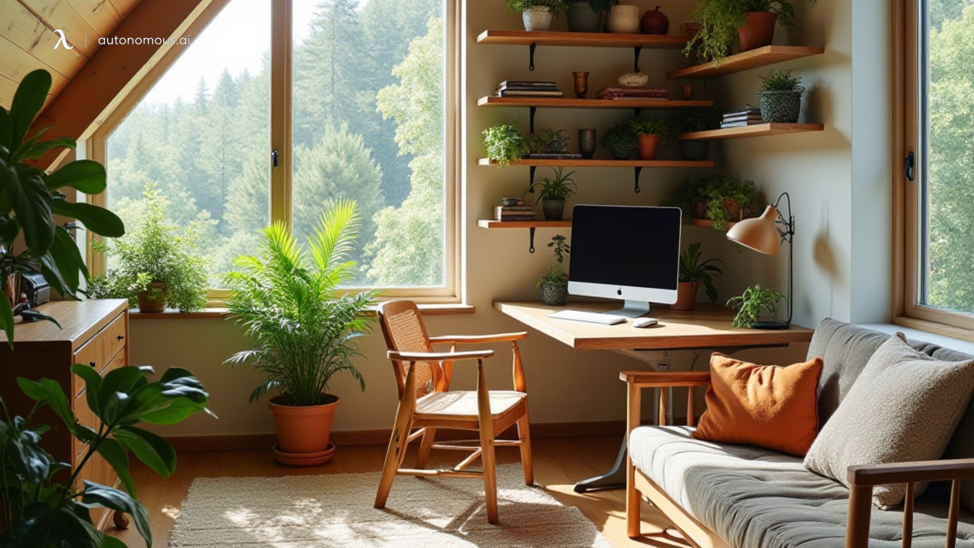 Eco-Friendly Attic Office with Sustainable Materials