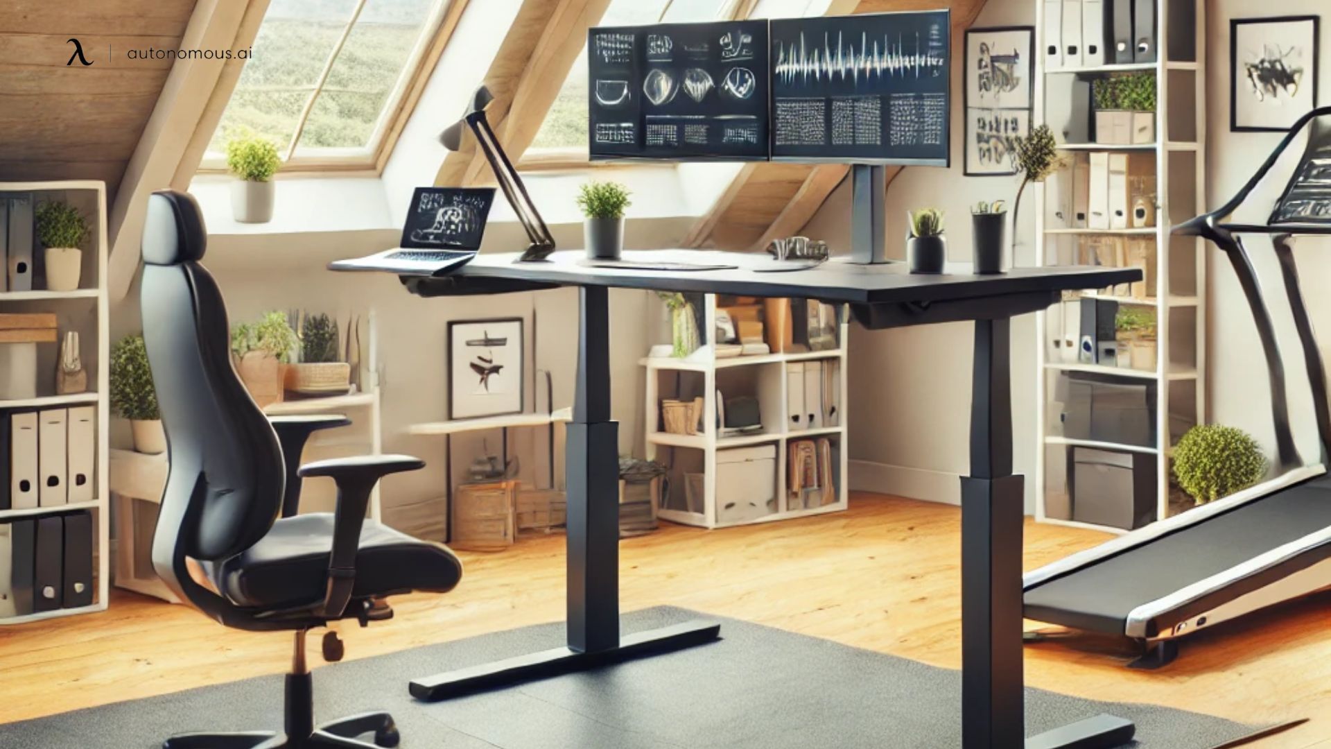 Attic Office with a Standing Desk