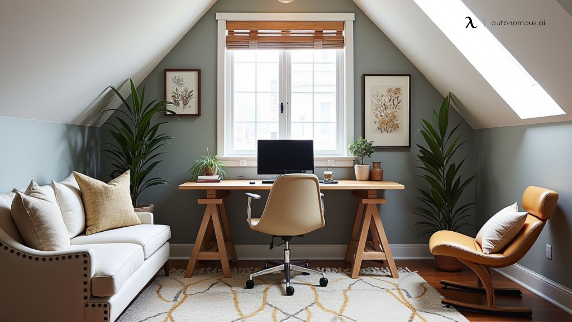 Attic Workspace with Geometric Patterns