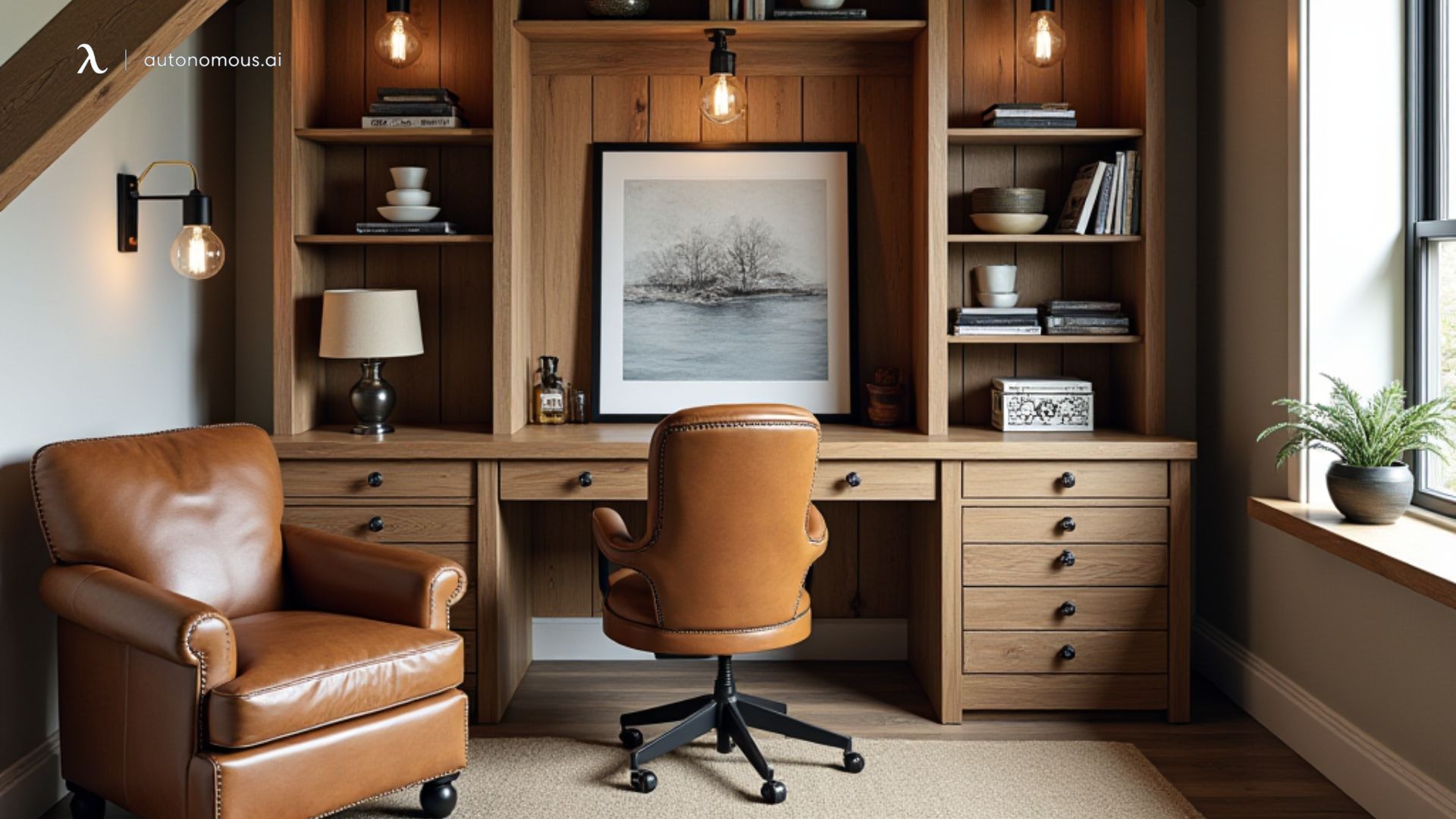 Rustic Attic Office with Reclaimed Wood