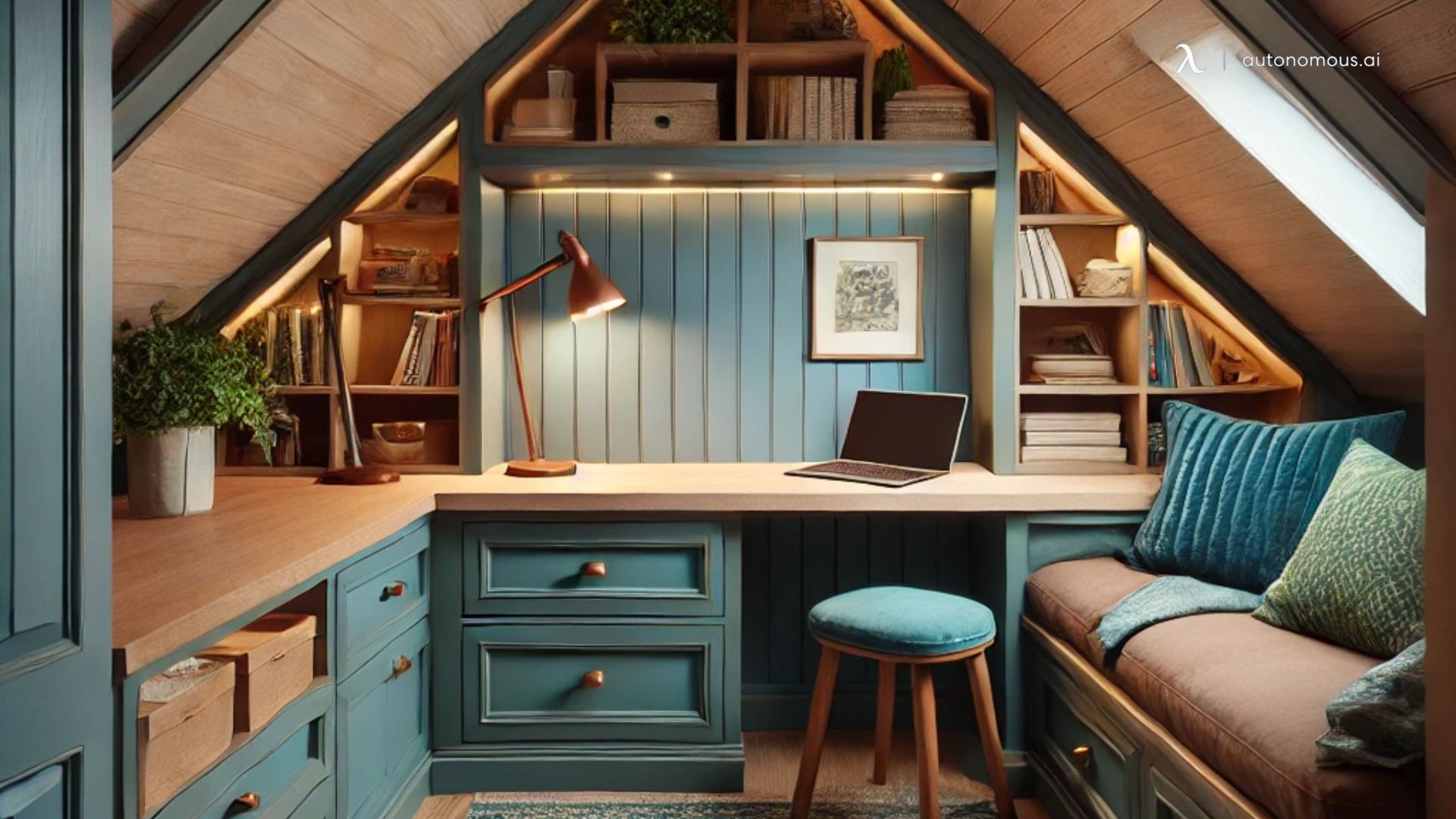 Cozy Attic Nook with a Built-in Desk