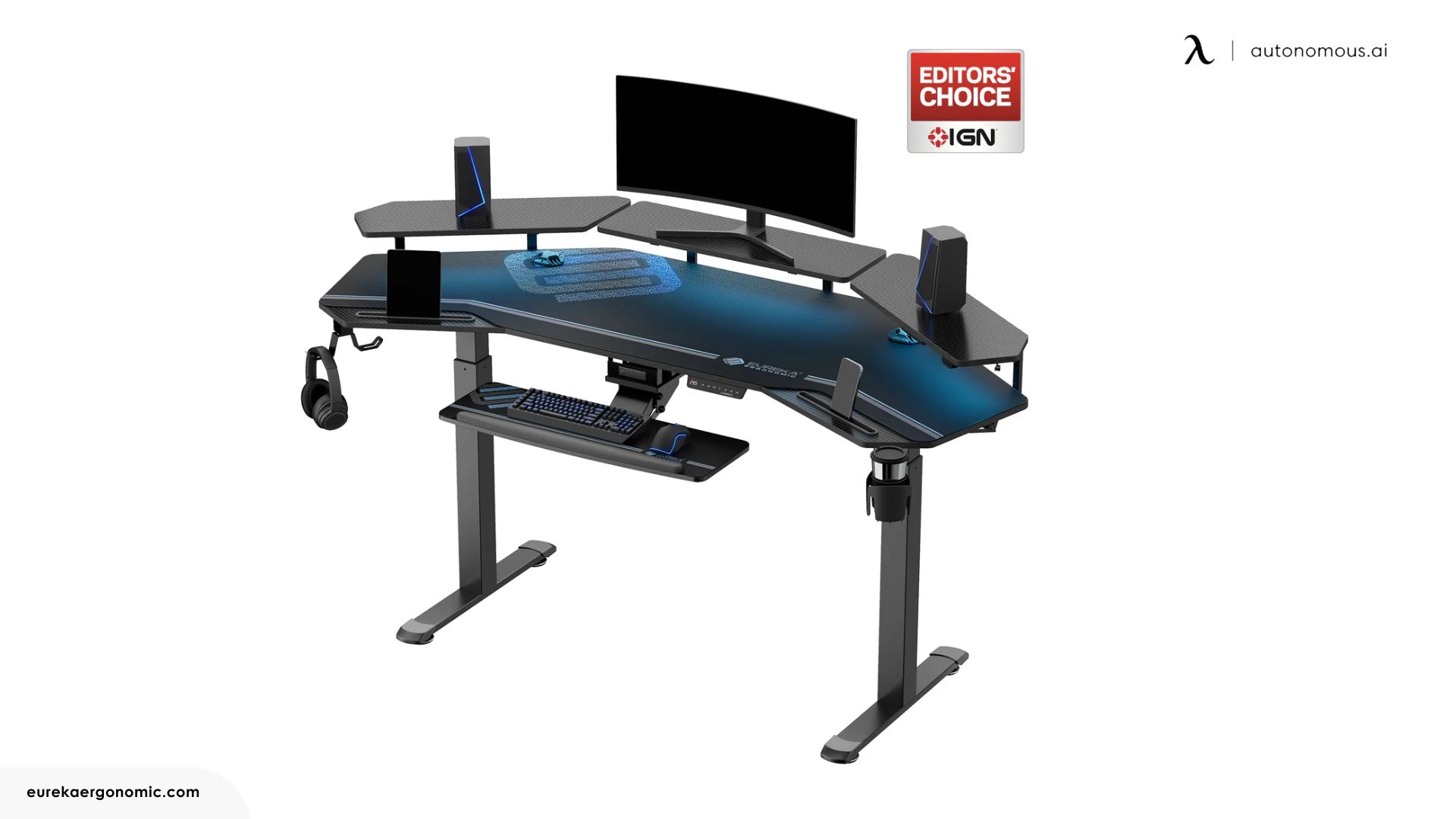 Aero Pro Wing Shaped Standing Desk with Accessories Set