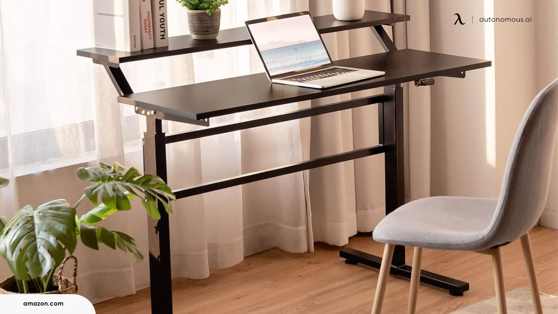 Tangkula 2-Tier Height Adjustable Sit to Standing Desk