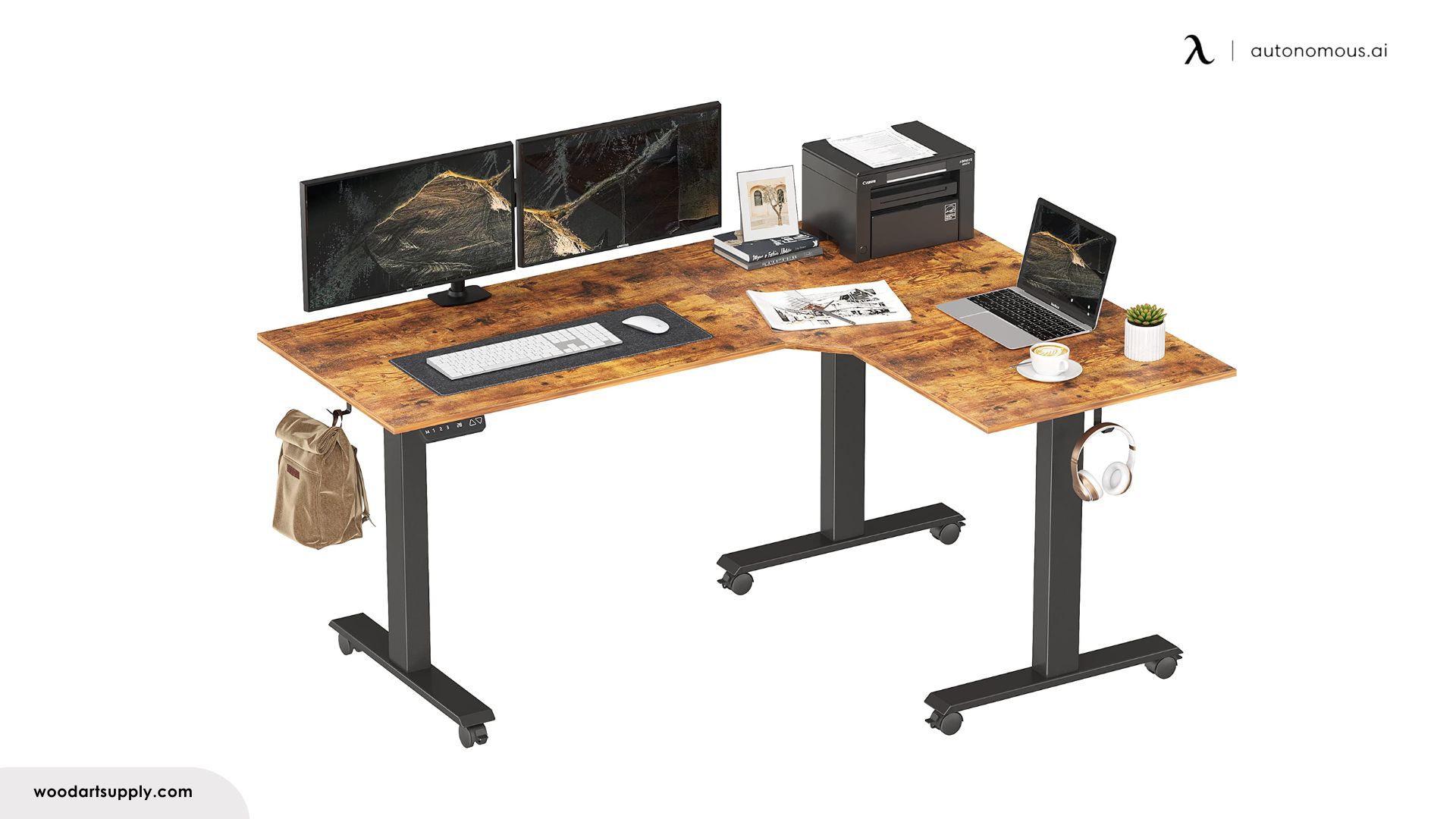 BANTI Triple Motors L Shaped Standing Desk