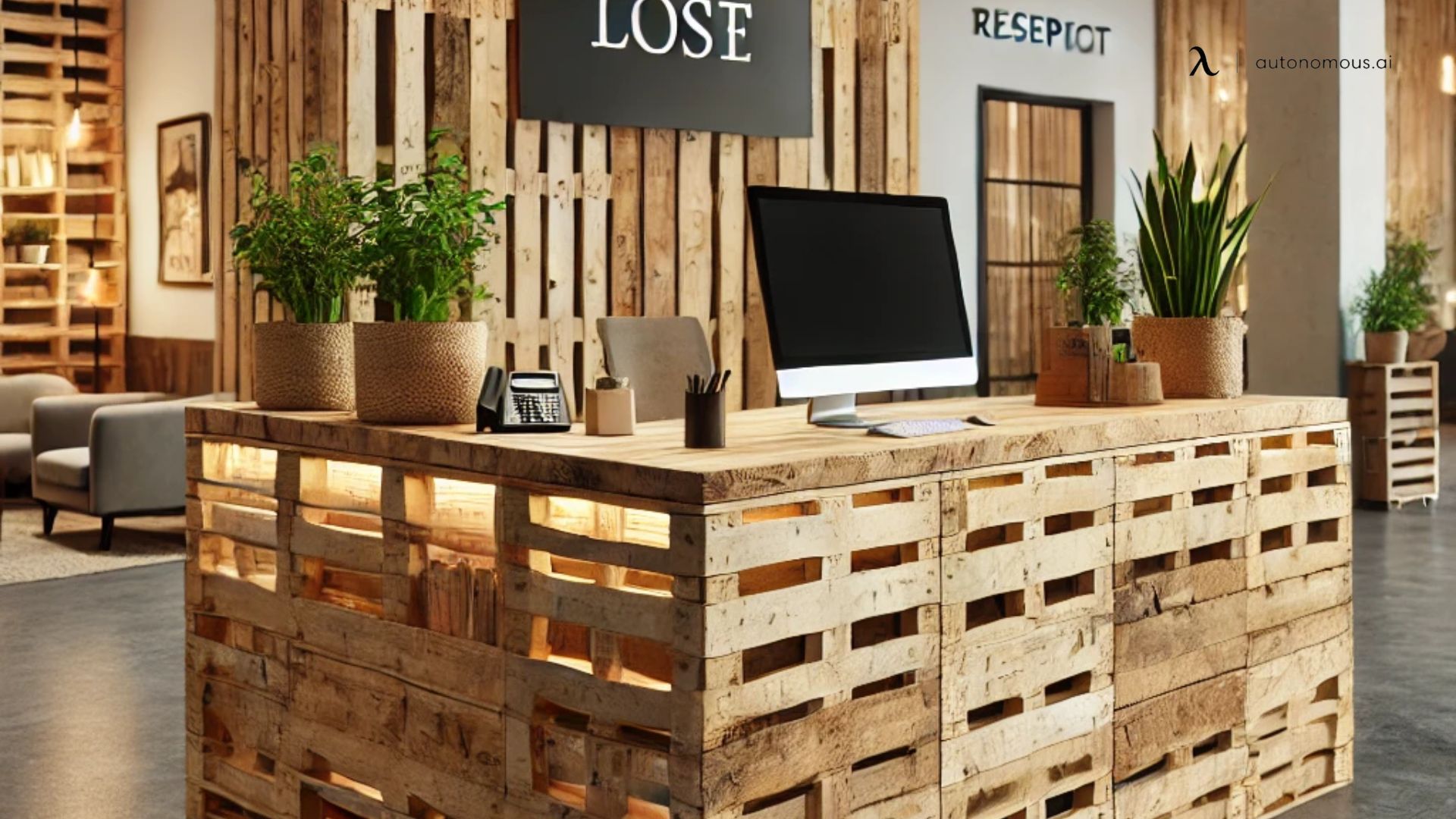 DIY Pallet Wood Reception Desk