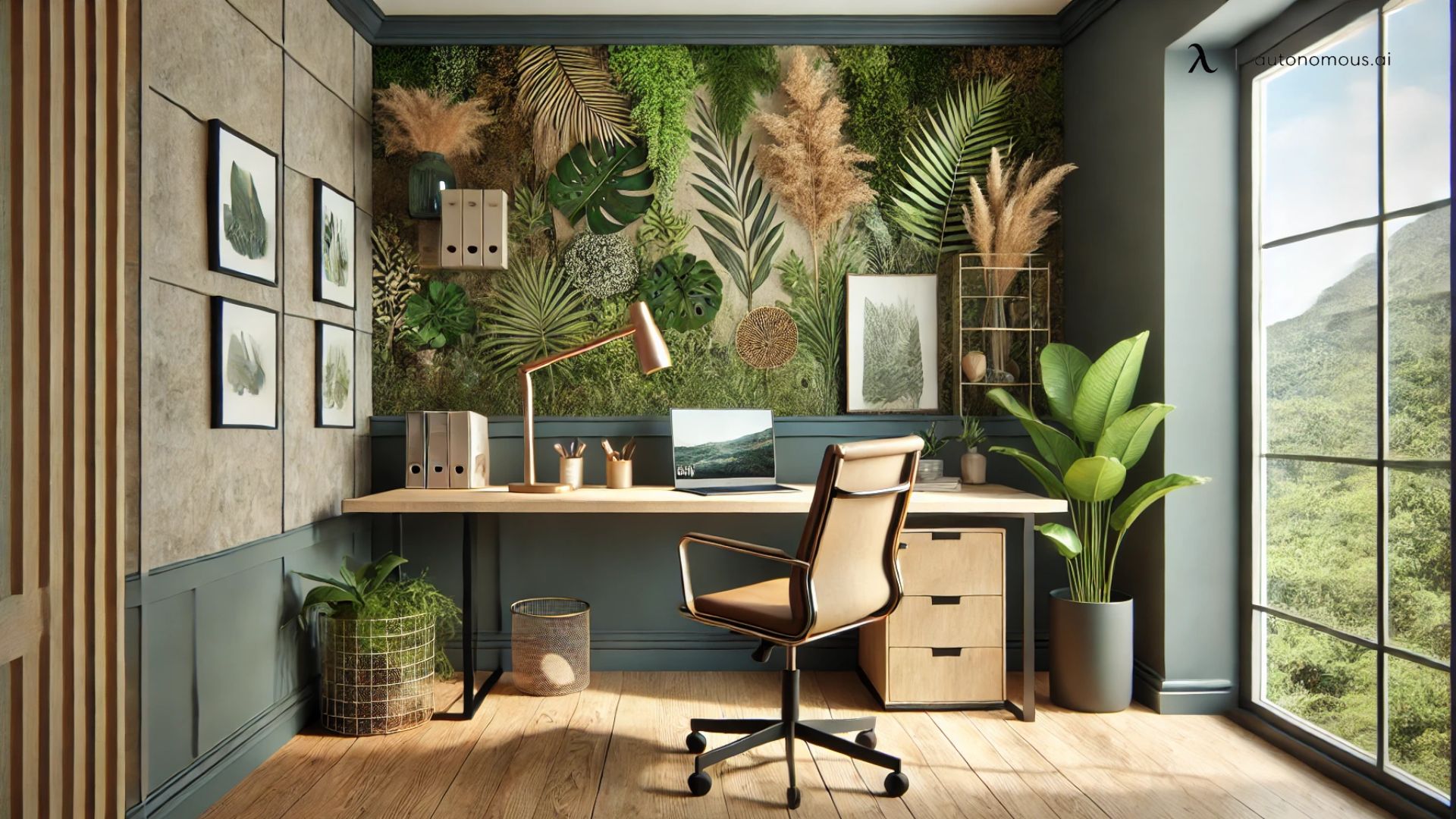 Nature Inspired home office accent wall ideas