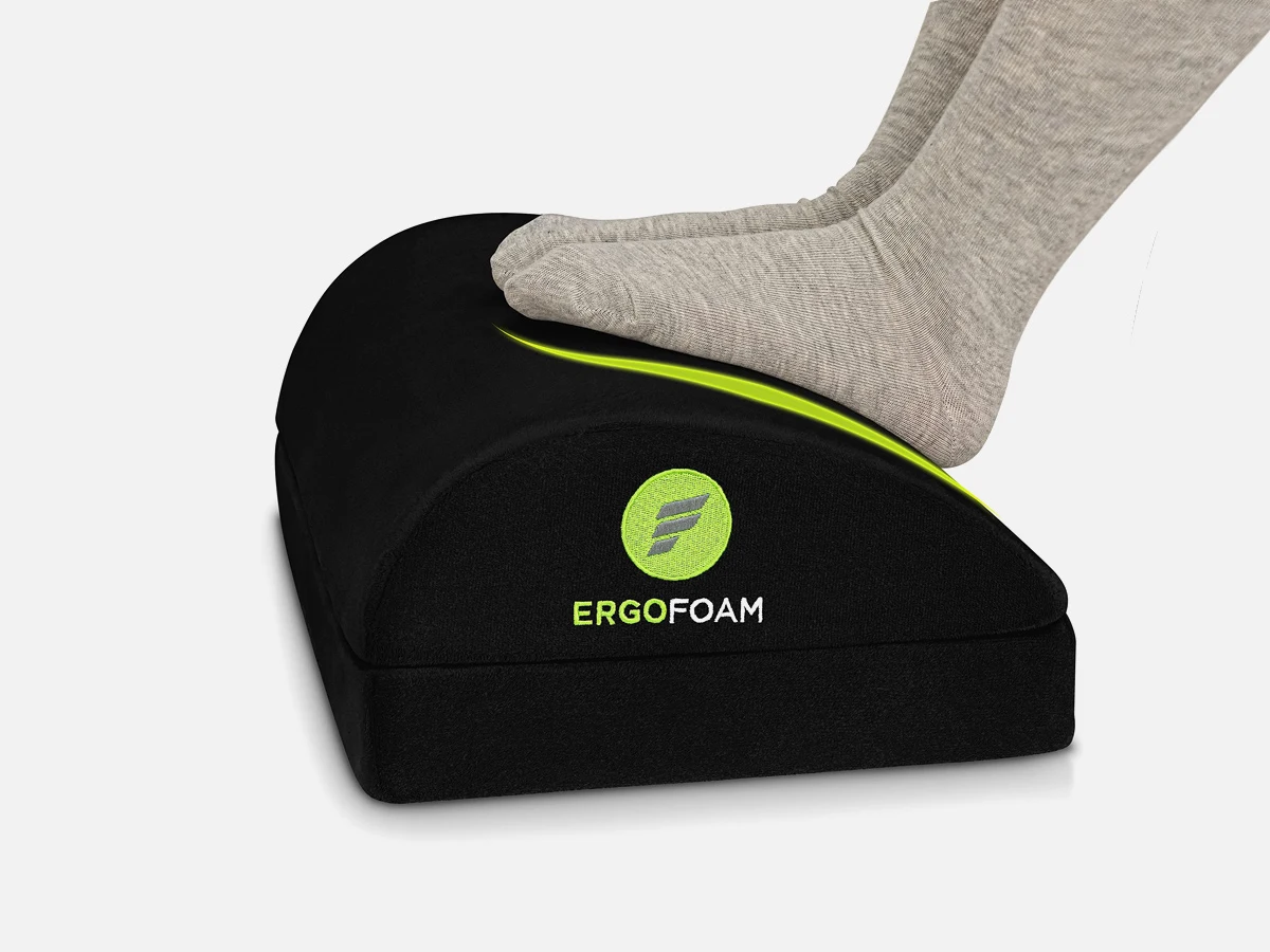 ErgoFoam Adjustable Desk Foot Rest: Orthopedic Teardrop Design