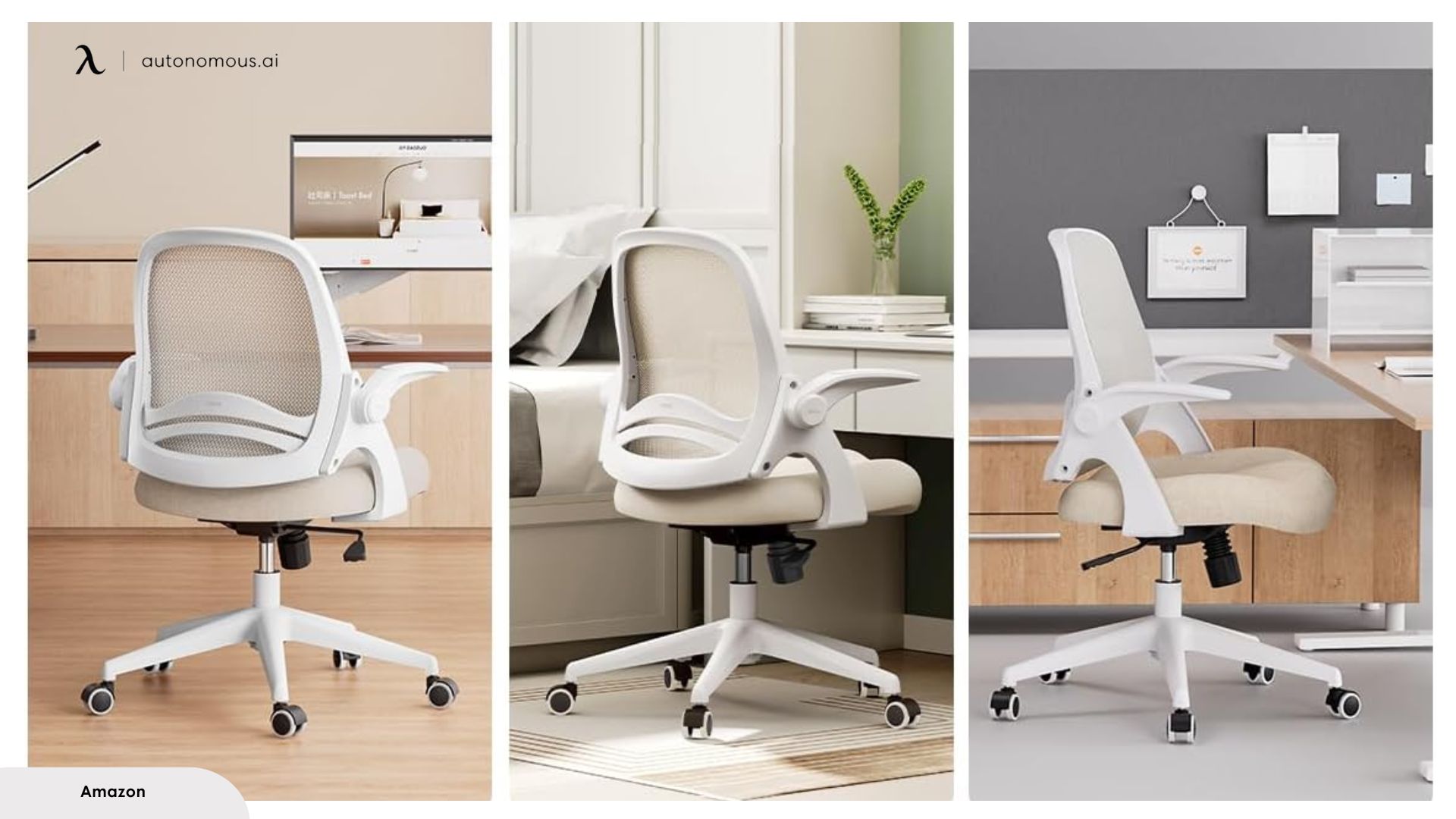 Hbada Office Desk Chair with Flip-Up Armrests and Saddle Cushion